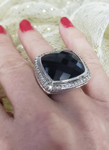 Load image into Gallery viewer, David Yurman Black Onyx &amp; Diamond 26mm Albion Ring Sterling Silver 925
