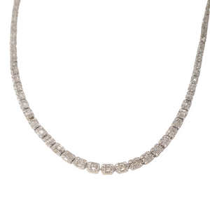 12.00ct Baguette & Round Diamond Tennis Necklace 22 1/2"