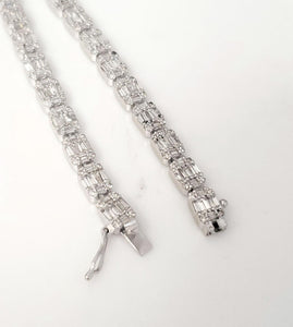 12.00ct Baguette & Round Diamond Tennis Necklace 22 1/2"