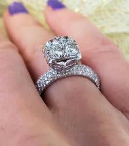 585 14k White Gold Princess 2 1/2ct VS Diamond High Set Engagement Ring