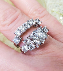 14k White Gold 3.01ct Round Diamond Illusion Duo Wedding Engagement Ring Set