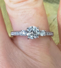 Load image into Gallery viewer, Rayalty 750 18k White Gold .81ct Round Diamond 3 Stone Engagement Ring
