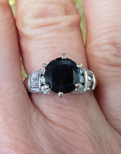 Load image into Gallery viewer, 14k White Gold 2 3/4ct Dark Teal Round Baguette VS Diamond Engagement Ring
