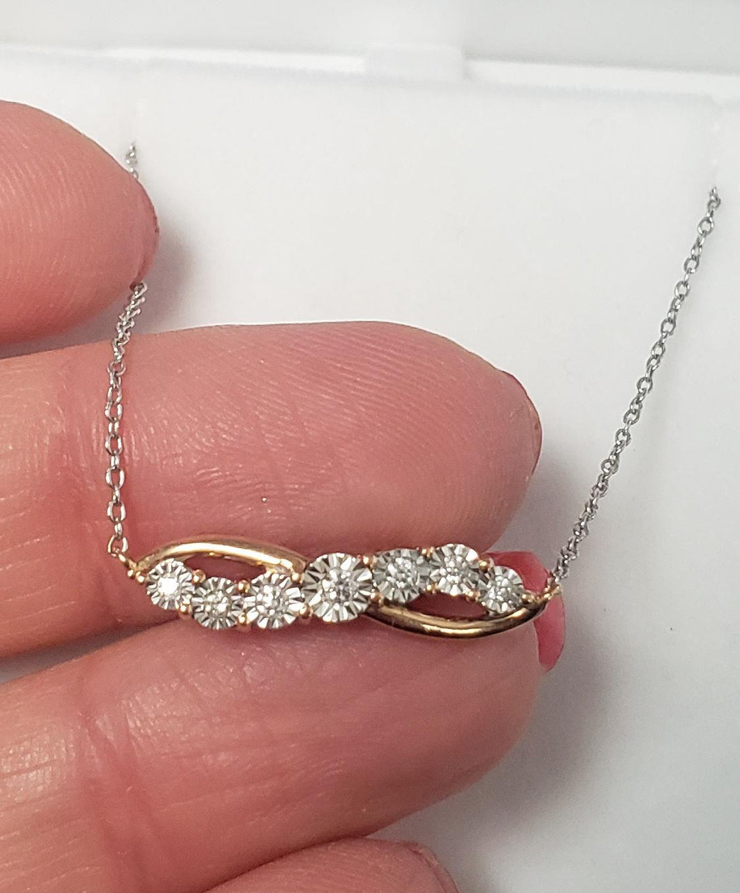 Diamond Infinity Necklace in 14k White & Rose Gold 17
