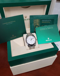 2023 Rolex Datejust 41mm Stainless Steel Oyster Watch White Dial 126300