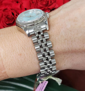 26mm Rolex Datejust Stainless Steel 18k Tiffany Blue Diamond Jubilee Watch 17914
