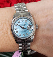 Load image into Gallery viewer, 26mm Rolex Datejust Stainless Steel 18k Tiffany Blue Diamond Jubilee Watch 17914
