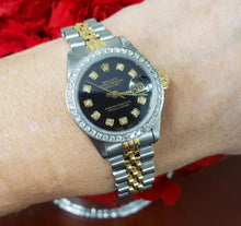 Load image into Gallery viewer, 26mm Rolex Datejust Two Tone Jubilee Black Diamond Dial &amp; Bezel Automatic 69173
