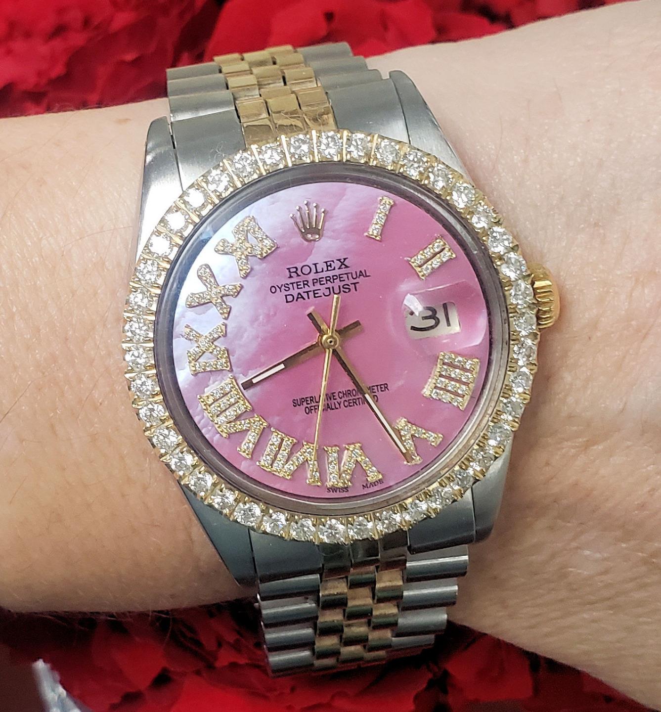 36mm Rolex Datejust Two Tone Gold Steel Jubilee Pink MOP Diamond