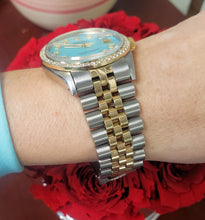 Load image into Gallery viewer, 36mm Rolex Datejust Two Tone Gold Steel Jubilee Tiffany Blue Diamond Watch 1601
