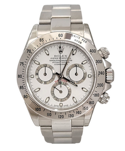 NOS 40mm Rolex Daytona Stainless Steel White Dial Watch 116520
