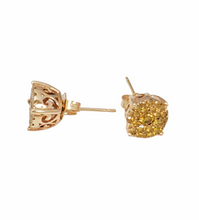 Load image into Gallery viewer, 1.00ct Yellow Diamond Studs Filigree Earrings in 10k Yellow Gold
