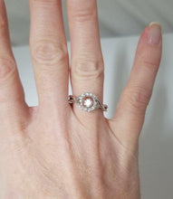 Load image into Gallery viewer, LADIES 14k WHITE GOLD 1/3ct ROUND SHIMMER FLOATING DIAMOND HALO FILIGREE RING
