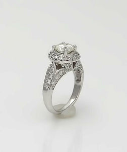 18k WHITE GOLD 1.00ct ROUND DIAMOND VS2 HALO ENGAGEMENT RING