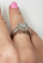 Load image into Gallery viewer, 3/4ct PRINCESS HALO DIAMOND ENGAGEMENT or PROMISE RING in 14K WHITE GOLD

