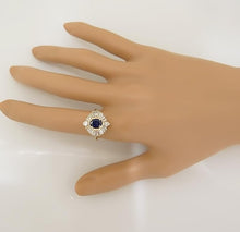 Load image into Gallery viewer, 14k YELLOW GOLD 1.00ct OVAL BLUE SAPPHIRE 1.00ct BAGUETTE DIAMOND BALLERINA RING
