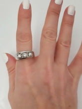 Load image into Gallery viewer, MENS 950 PLATINUM 1/2ct VS2-SI1 ROUND DIAMOND SOLID HEAVY THREE STONE BAND RING
