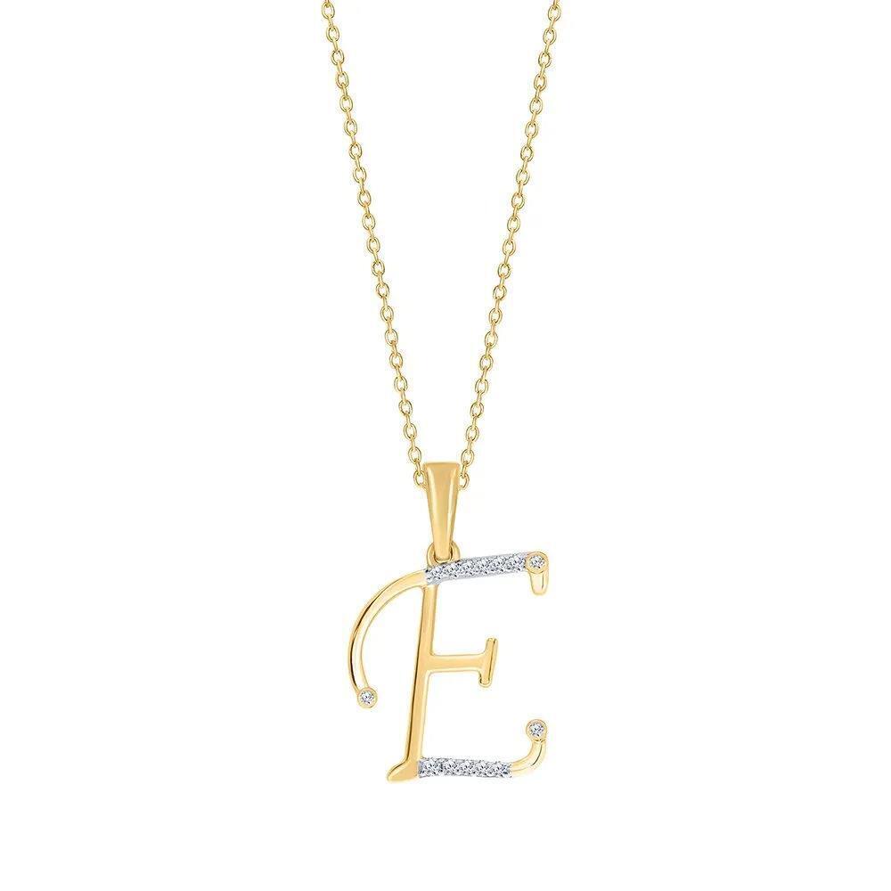 10k YELLOW GOLD LETTER E INITIAL PENDANT NECKLACE 18