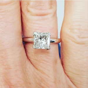 EGL Certified 1.55ct Princess Cut Diamond Solitaire Engagement Ring in 14k White Gold (SI2/I)