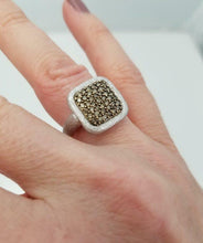 Load image into Gallery viewer, LADIES NEW 14k WHITE GOLD .50ct ROUND BROWN DIAMOND SQUARE BARK FINISH RING
