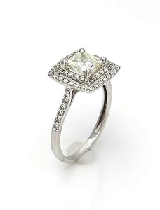 1 1/2 CT. PRINCESS CUT DIAMOND DOUBLE HALO ENGAGEMENT RING IN 14K WHITE GOLD