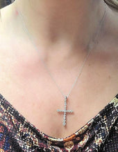 Load image into Gallery viewer, .75ct T.W. DIAMOND CROSS PENDANT NECKLACE in 10K WHITE GOLD
