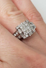Load image into Gallery viewer, 3/4ct PRINCESS HALO DIAMOND ENGAGEMENT or PROMISE RING in 14K WHITE GOLD

