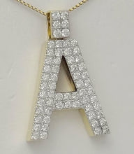 Load image into Gallery viewer, 10k YELLOW GOLD 2.50ct ROUND DIAMOND 3D LETTER A INITIAL PENDANT 10.7g 1.44&quot;
