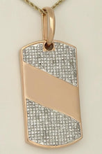 Load image into Gallery viewer, MENS 14k ROSE GOLD INVISIBLE SET 4.00ct SQUARE DIAMOND DOG TAG PENDANT 2.04&quot;
