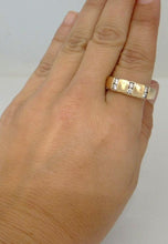 Load image into Gallery viewer, 14K YELLOW GOLD HIGH POLISH 6 ROUND CZ 1/3ct WEDDING BAND RING
