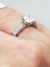 Load image into Gallery viewer, 1/2 CT. T.W PAVE DIAMOND SEMI MOUNT FOUR PRONG ENGAGEMENT RING IN 18K WHITE GOLD
