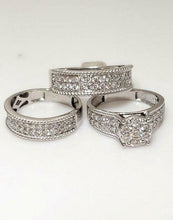 Load image into Gallery viewer, 14k WHITE GOLD 2.15ct ROUND DIAMOND ENGAGEMENT BRIDAL TRIO SET
