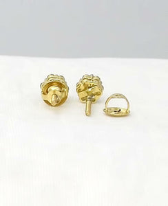 .25 CT. T.W. Round Diamond Composite Flower Stud Earrings in 14K Yellow Gold