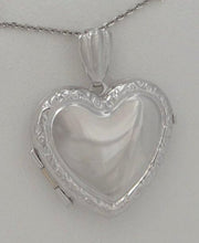 Load image into Gallery viewer, LADIES GIRLS 14K WHITE GOLD ENGRAVABLE HEART LOVE LOCKET PENDANT CHARM 1&quot;
