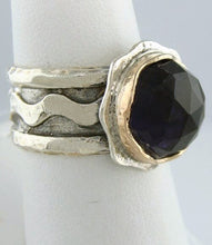 Load image into Gallery viewer, LADIES 925 STERLING SILVER 14K YELLOW GOLD 6.00ct ROUND AMETHYST RING

