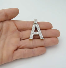 Load image into Gallery viewer, 10k YELLOW GOLD 2.50ct ROUND DIAMOND 3D LETTER A INITIAL PENDANT 10.7g 1.44&quot;
