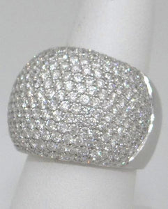 750 18K WHITE GOLD 4.00ct PAVE DIAMOND WIDE BAND DOME STATEMENT RING 7