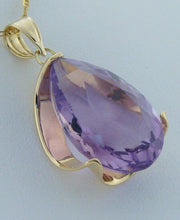 Load image into Gallery viewer, 14K YELLOW GOLD PEAR AMETHYST 20x14mm SOLITAIRE PENDANT
