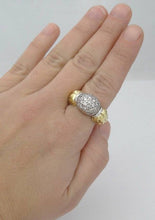 Load image into Gallery viewer, CAVIAR 18K TWO TONE YELLOW GOLD 925 STERLING SILVER 3/4ct DIAMOND DOME BALL RING

