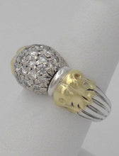 Load image into Gallery viewer, CAVIAR 18K TWO TONE YELLOW GOLD 925 STERLING SILVER 3/4ct DIAMOND DOME BALL RING
