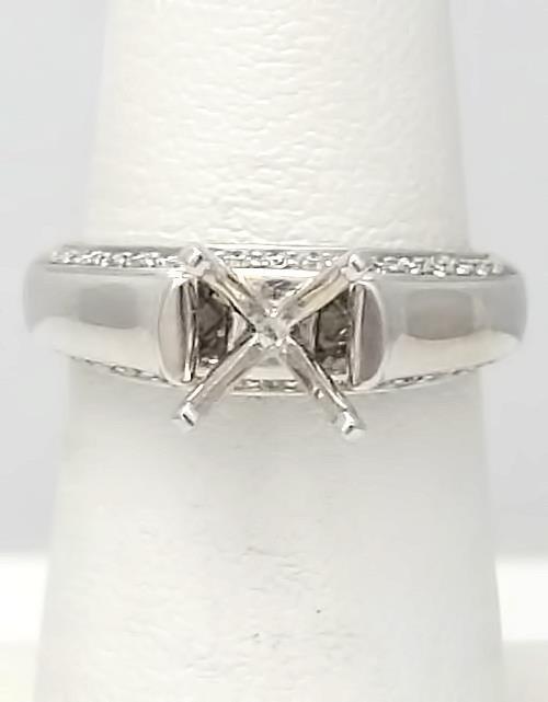 750 18k WHITE GOLD .26ct ROUND DIAMOND FOUR PRONG ENGAGEMENT SEMI MOUNT RING