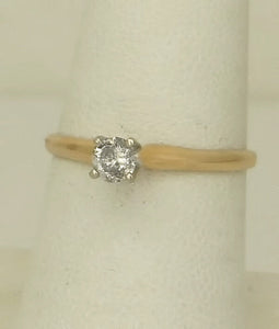 LADIES 10K YELLOW GOLD 0.28ct ROUND DIAMOND SOLITAIRE ENGAGEMENT WEDDING RING