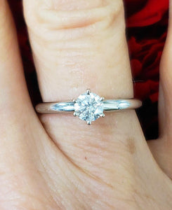 14K White Gold .37ctw Round Diamond Solitaire Engagement / Promise Ring