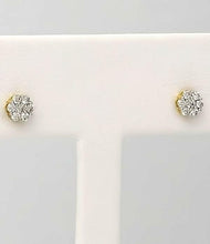 Load image into Gallery viewer, .25 CT. T.W. Round Diamond Composite Flower Stud Earrings in 14K Yellow Gold
