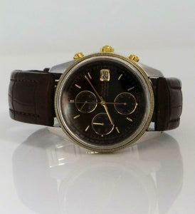 MEN'S GIRARD PERREGAUX GP 4900 18K GOLD & STEEL 38MM BLACK DIAL CHRONOGRAPH