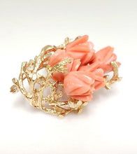 Load image into Gallery viewer, 14K YELLOW GOLD CORAL FLOWER with BRANCHES BROOCH
