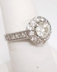 1 1/2ct T.W. Round Diamond Halo Engagement Ring In 14k White Gold