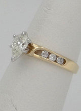 Load image into Gallery viewer, LADIES 14K YELLOW GOLD .56c PEAR SHAPED &amp; ROUND 3/4ct DIAMOND ENGAGEMENT RING
