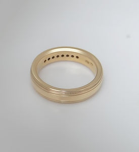Mens 14k Yellow Gold 1/3ct Round Diamond Comfort Milgrain Wedding Band 6mm