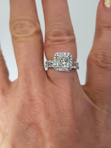 EGL 2.50ct RADIANT DIAMOND ENGAGEMENT BRIDAL SET in 18K WHITE GOLD